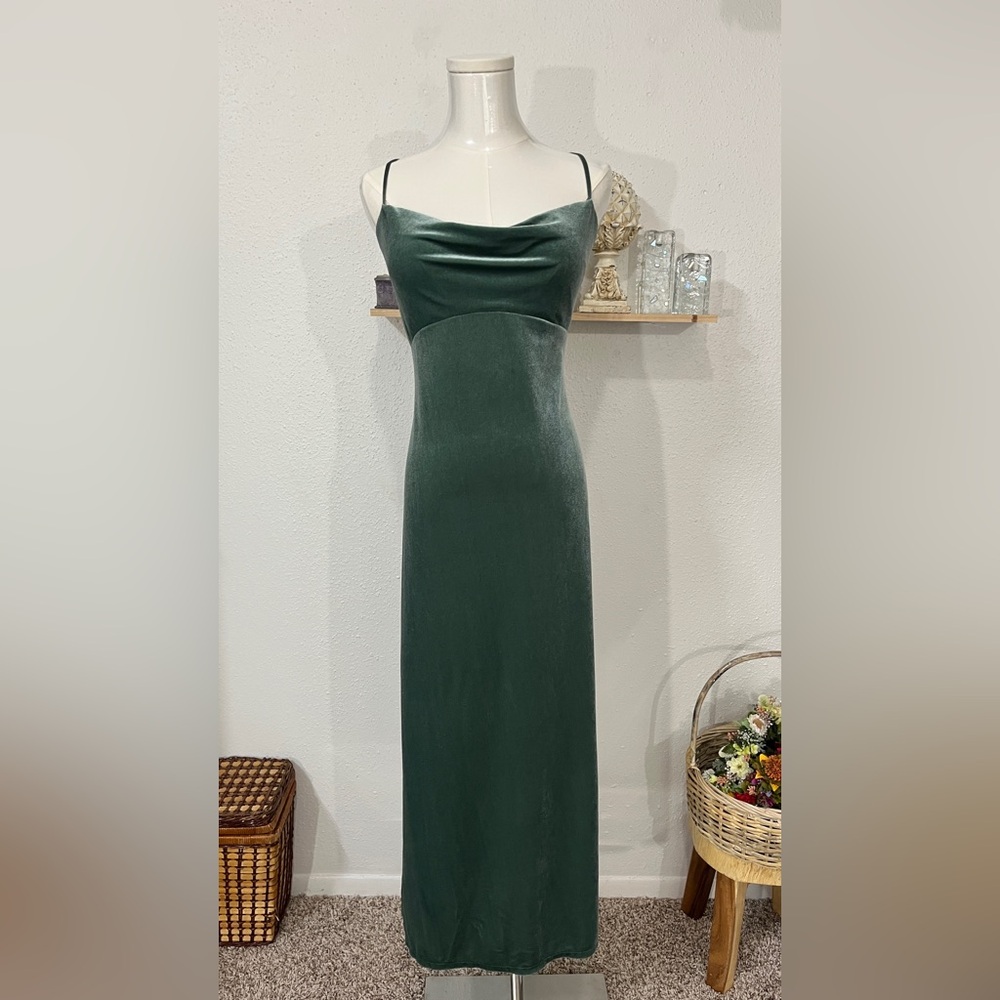 Saba by Jenny Yoo in Dark Eucalyptus Stretch Velvet | Lovely Green Dress